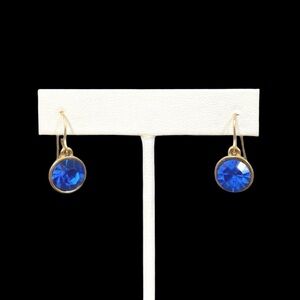 90’s Vintage Blue Crystal Gold Plated Dangle Drop Express Earrings